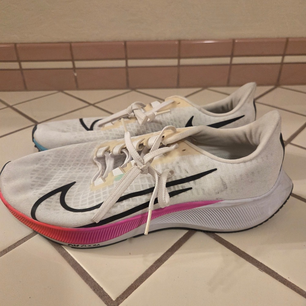 Nike Air Zoom Pegasus 37 Mens 9 White Multicolor Running Shoes BQ9646-103